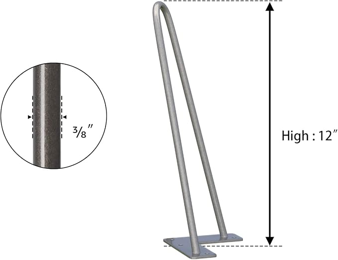 SMARTSTANDARD 12 Inch Heavy Duty Hairpin Furniture Legs, Metal Home DIY Projects - Image 7