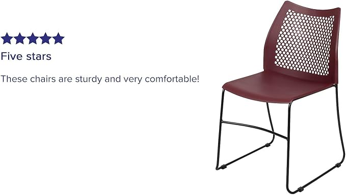 Flash Furniture HERCULES Series 5 Pack 661 lb. Capacity Burgundy Stack Chair - Image 5