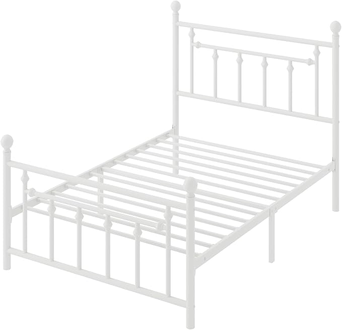 SHA CERLIN 14" Twin Size Metal Platform Bed Frame/Victorian Headboard and - Image 8