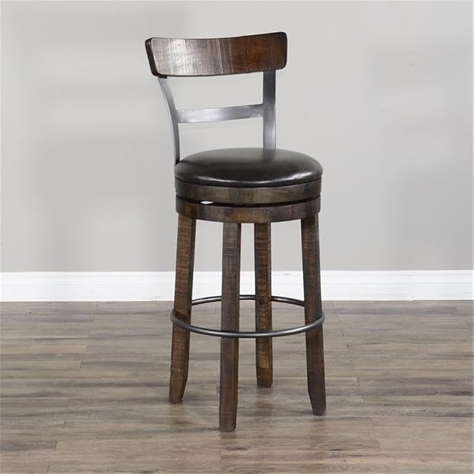 Pemberly Row Set of 3 Wood Bar Unit and 2 Swivel Barstool - Image 7