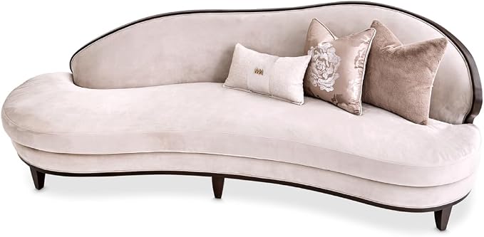 MICHAEL AMINI Camellia Field Asymmetrical Velvet Sofa in Porcini/Warm Pecan - Image 8