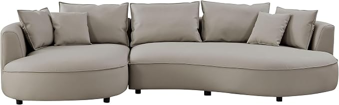 125'' Leather Curved Sofa Couch Sectional Sofa Couch - Image 9