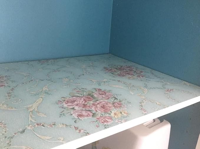Vintage Floral Self Adhesive Wall Paper Shelf Liner Funitures Dresser Drawer - Image 6
