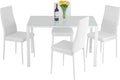 FDW | 5-Piece Dining Table Set | White | Glass Kitchen Table by FDW