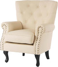 Modern Faux Leather Accent Chair, Upholstered Mid-Century Armchair by LOVSPATIOFURNITURE
