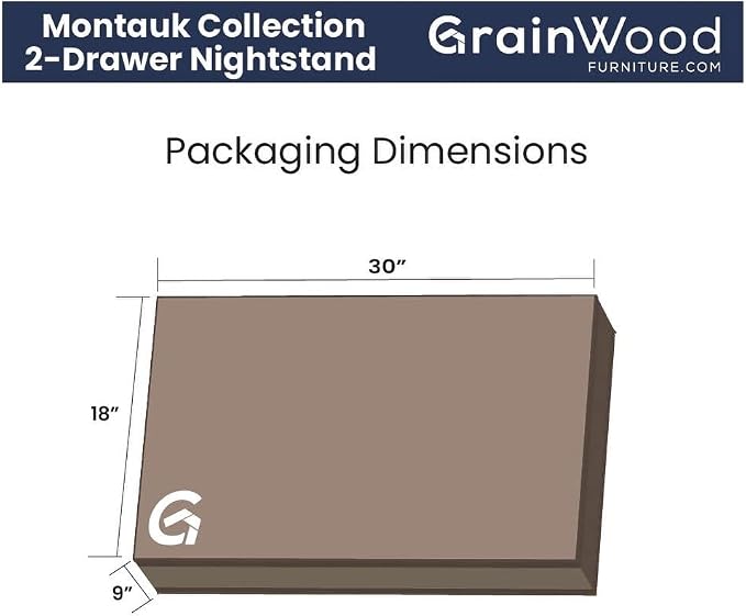 Grain Wood Furniture Montauk 2-Drawer Bedside Nightstand, Solid Wood - Image 6