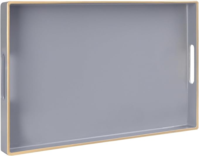 MAONAME Gray Serving Tray with Handles, Modern Grey Decorative Tray by MAONAME