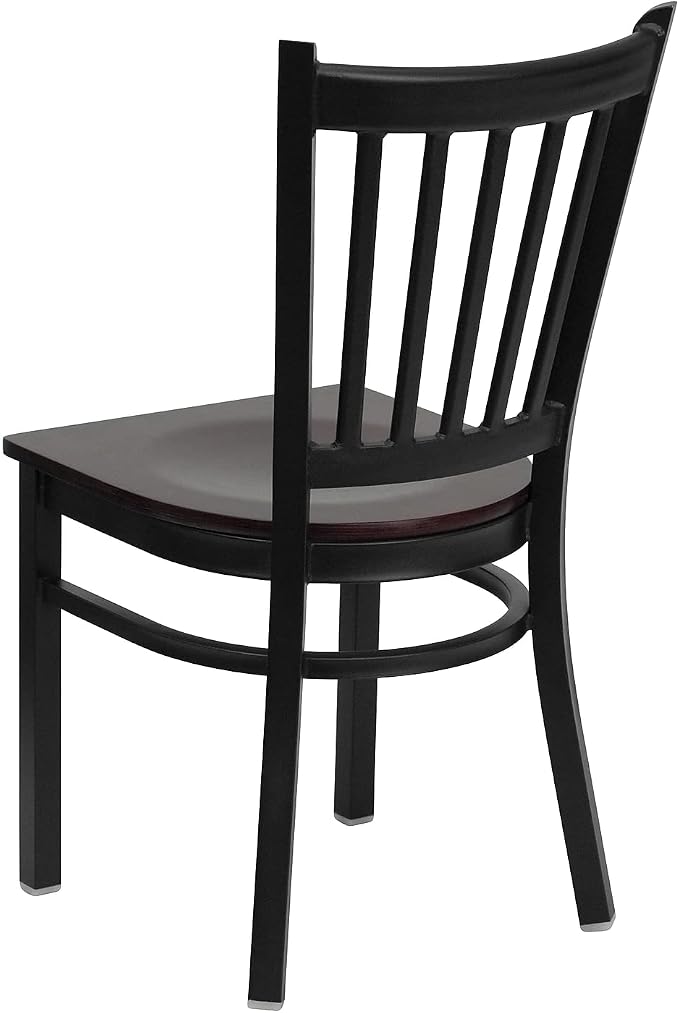 Flash Furniture 2 Pk. HERCULES Series Black Vertical Back Metal Restaurant Chair - Image 7
