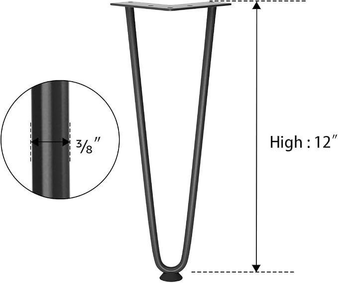 SMARTSTANDARD 12 Inch Heavy Duty Hairpin Furniture Legs, Metal Home DIY Projects - Image 8