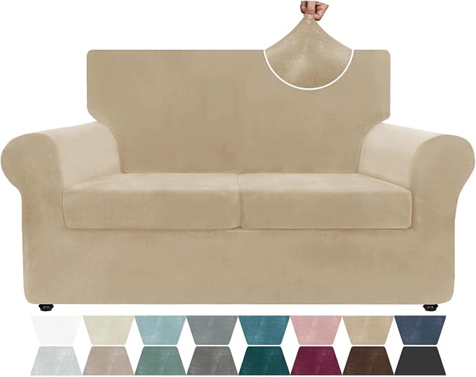 ZNSAYOTX Luxury Velvet Sofa Cover 3 Piece Stretch Loveseat Covers by ZNSAYOTX