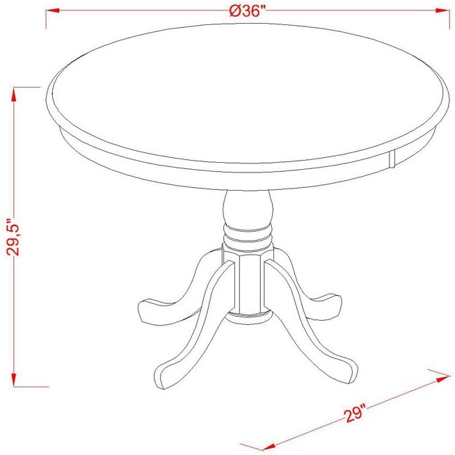 East West Furniture ANVA5-LWH-C 5 Piece Dining Room Table Set Includes a Round - Image 10