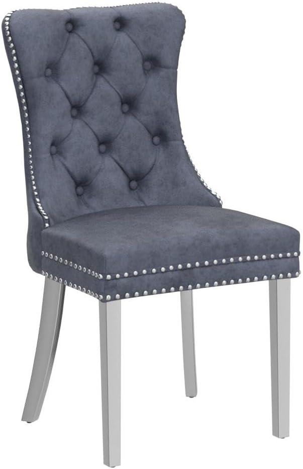 KCC Velvet Dining Chairs Set of 2, Upholstered High-end Tufted Dining Room Chair - Image 4