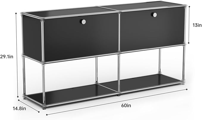 Modern Storage Cabinet Black F Versatile Free-Standing Organizer - Image 3