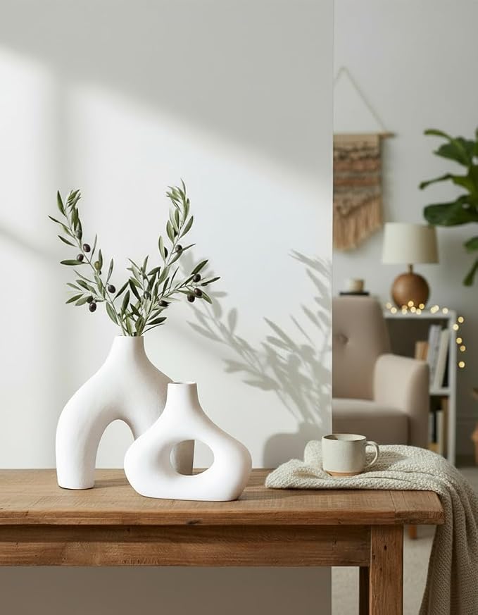 Carrot's Den Donut Vase, Hollow | Table Centerpiece, Olive Plant, Living Room - Image 4
