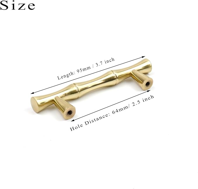 2PCS Bamboo Shape Handle, Zinc Alloy Cabinet Handles, 2.5 Inch Hole Distance - Image 4