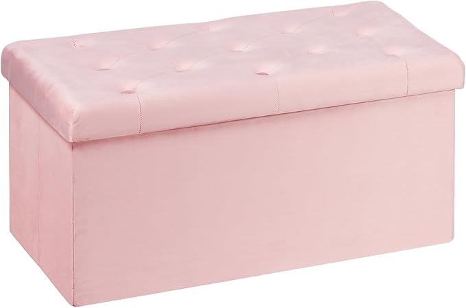 B FSOBEIIALEO Folding Storage Ottoman, Long Ottomans Shoes Bench, Velvet by BFSOBEIIALEO