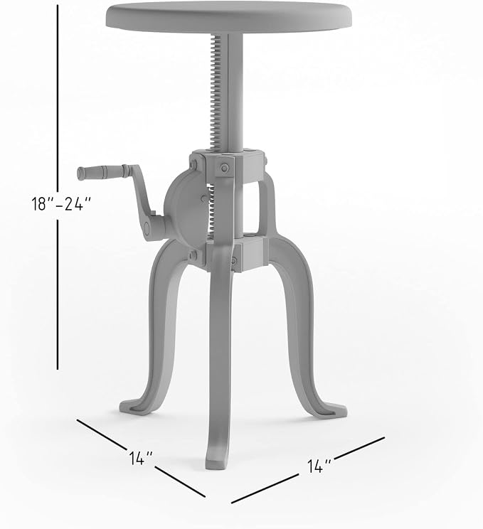Jofran Global Archive Industrial Iron Crank Accent Table, Natural and Black - Image 3