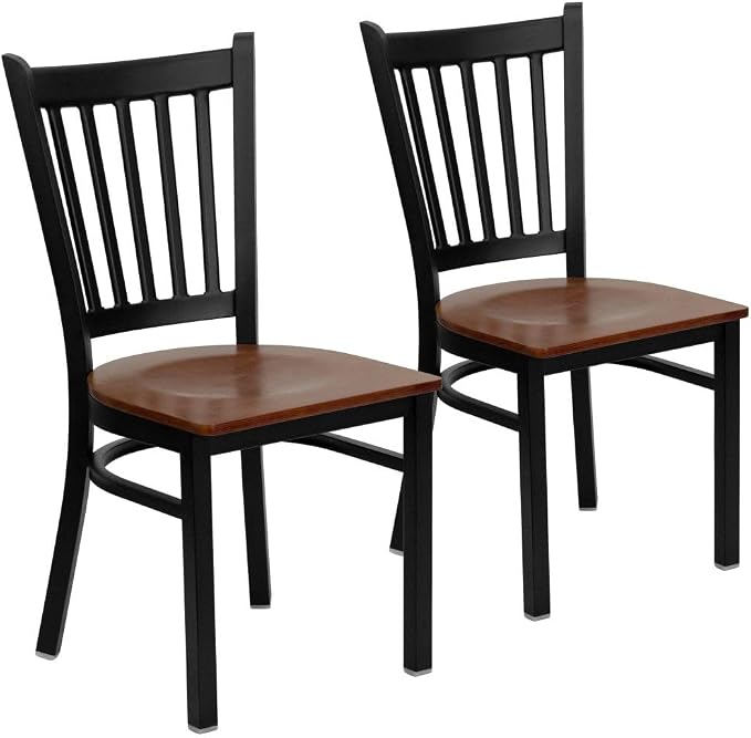 Flash Furniture 2 Pack HERCULES Series Black Vertical Back Metal Restaurant by FlashFurniture