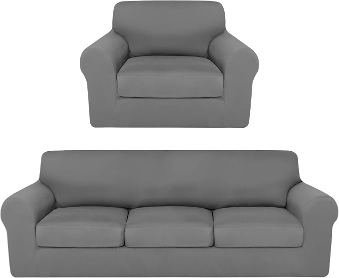 HunnmingRe Sofa Covers for 3 Cushion Couch Stretch Sofa and Loveseat Covers Set by HunnmingRe