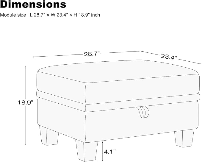 Belffin Standard Ottoman with Storage - Image 2