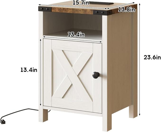 Fameill Farmhouse End Tables Set of 2, Nightstands - Image 3