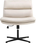 EMIAH Armless Office Desk Chair No Wheels PU-Padded Vanity Mid-Back Ergonomic by EMIAH