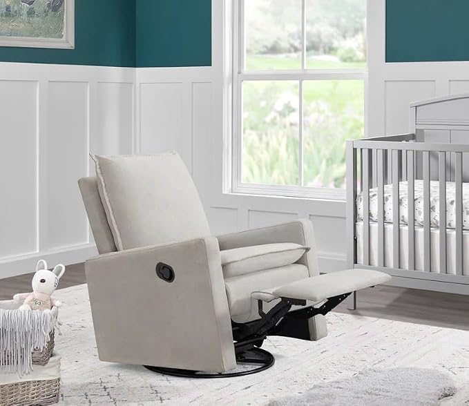 Oxford Baby Uptown Upholstered Glider Recliner Rocking Chair 360° Swivel - Image 6
