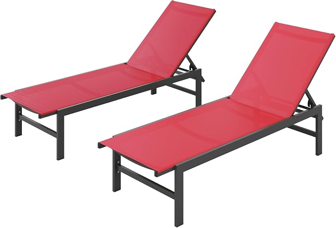 Vexwalx Outdoor Lounge Chairs Set of 2, Aluminum Patio Chaise Lounge Chairs by Vexwalx