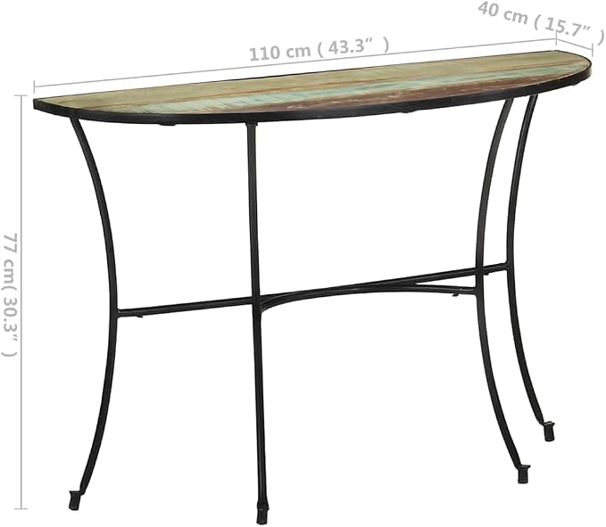 Solid Reclaimed Wood Side Table, Mixed Color Finish, 15.7x43.3x30.3 Inch Console - Image 2