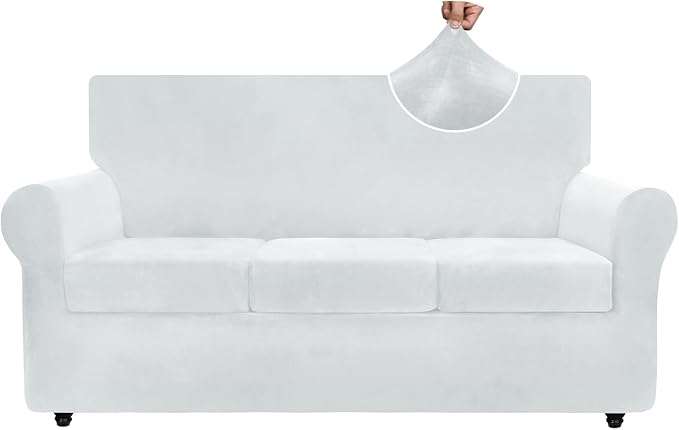 ZNSAYOTX Luxury Velvet Couch Cover 4 Piece Stretch Sofa Covers by ZNSAYOTX