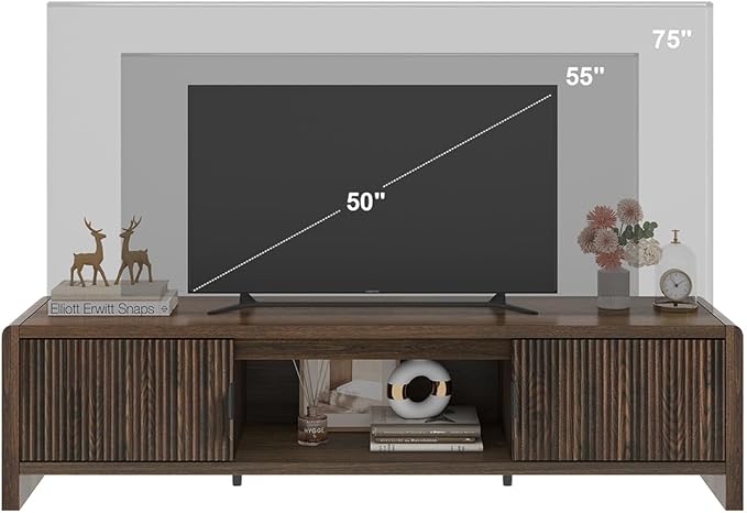 FATORRI TV Stand for 75/65/55 Inch TVs, Mid Century Modern Entertainment Center - Image 9