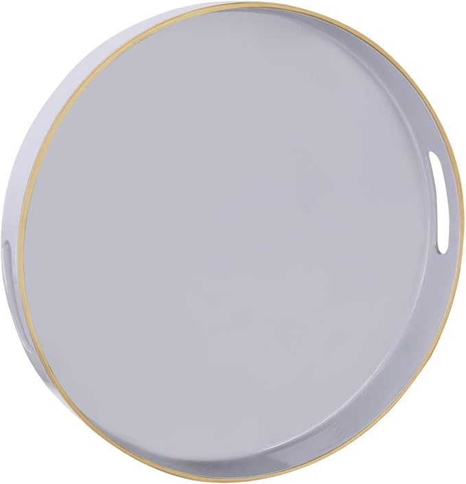 MAONAME 13" Gray Round Tray, Modern Round Decorative Trays by MAONAME