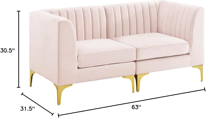 Modway EEI-4346-PNK Triumph Channel Tufted Performance Velvet Loveseat - Image 2
