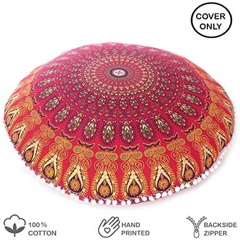 Mandala Floor Pillow Cover Meditation Cushion Seating Throw Hippie Round - Image 2