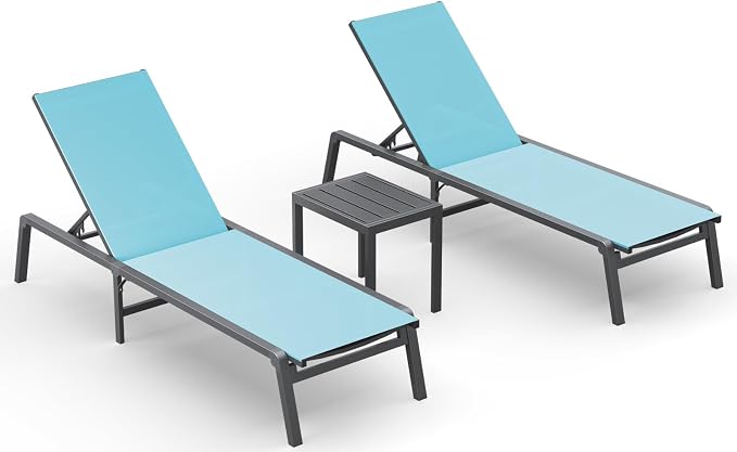 Ciokea Aluminum Foldable Lounge Chairs Set of 2 by CIOKEA