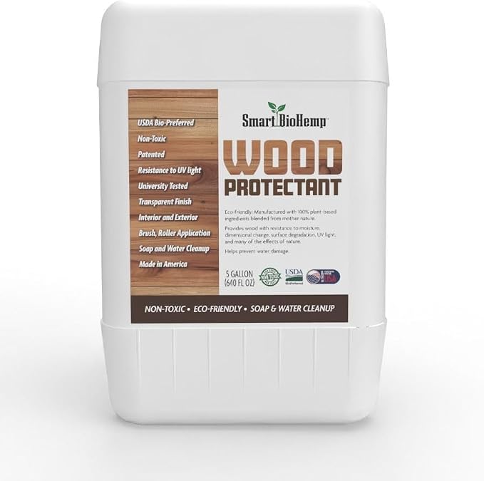 Plant-Powered 5-Gallon Wood Protectant, Protects Wood from Water & UV Rays by SmartBioHemp