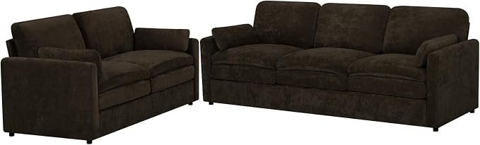 Comfy Chenille Sofa Set with Well-Filled Pillows, Modern 3 Seater and Loveseat - Image 8