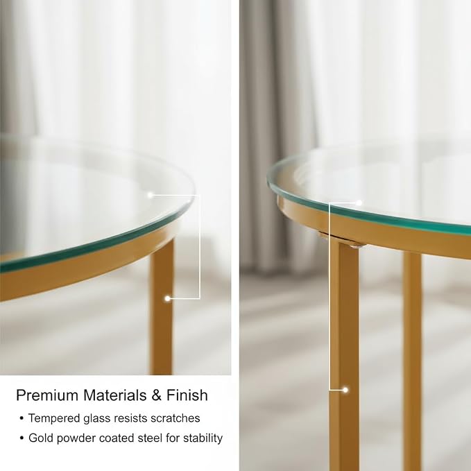 Round Nesting Coffee Table Set of 2, Modern Glass Nesting Tables, Stacking - Image 4