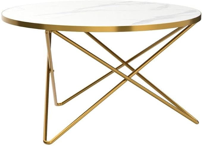 HLR Round Coffee Table with White Faux Marble Top - Image 5