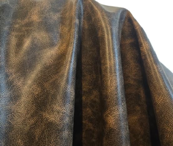 Brown Vintage Distressed Antiqued Faux Leather Fabric PU Peta Approved Vegan by NATLeathers