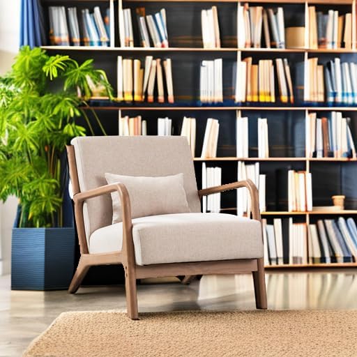 ANJ Mid Century Modern Accent Chairs Set of 2, Single Fabric Lounge Reading - Image 5