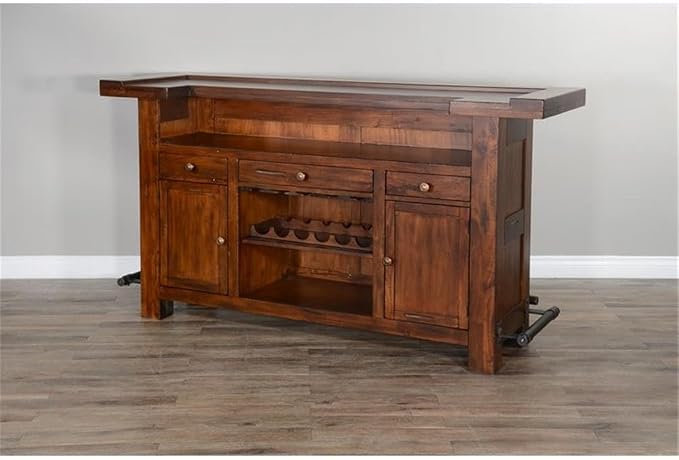 Pemberly Row 78" Farmhouse Wood Freestanding Island Home Bar Unit, Stemware - Image 4