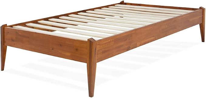 Bme Dinkee Twin Bed Frames without Headboard, Acacia Wood 15 Inch Platform Bed - Image 5