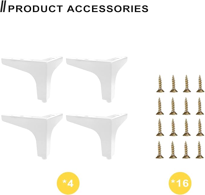 AODIOU Furniture Legs White Replacement Feet: Sofa Legs 4 Inch European Style - Image 2