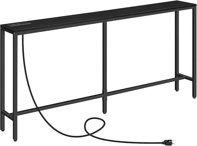 MAHANCRIS Console Table with Power Outlet, Industrial Entryway Table with USB by MAHANCRIS