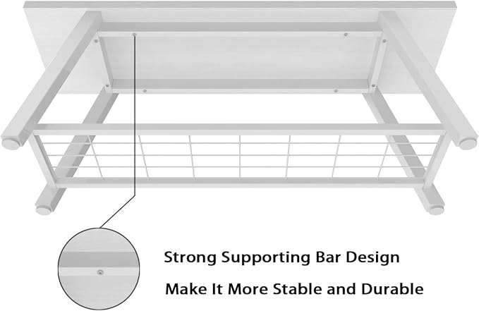 Oastreeful Industrial Entryway Bench Rustic Wood and Metal Storage Bench - Image 6