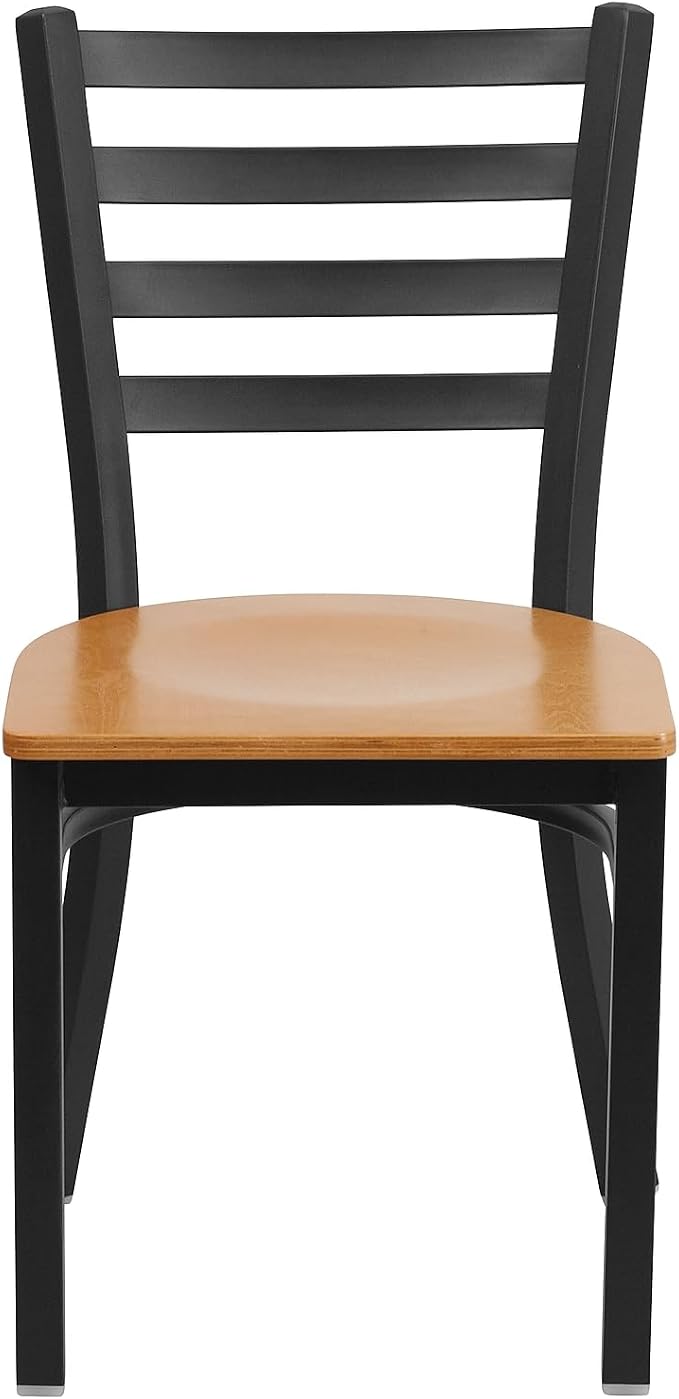 Flash Furniture 2 Pack HERCULES Series Black Ladder Back Metal Restaurant Chair - Image 8