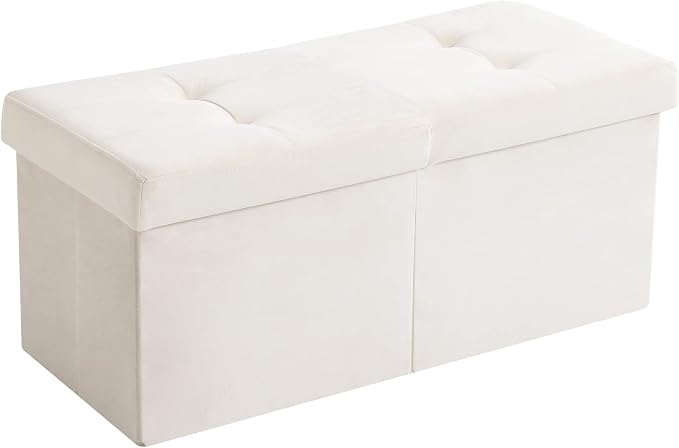 Storage Ottoman Bench Foldable Seat Footrest Shoe Bench End of Bed Storage - Image 9