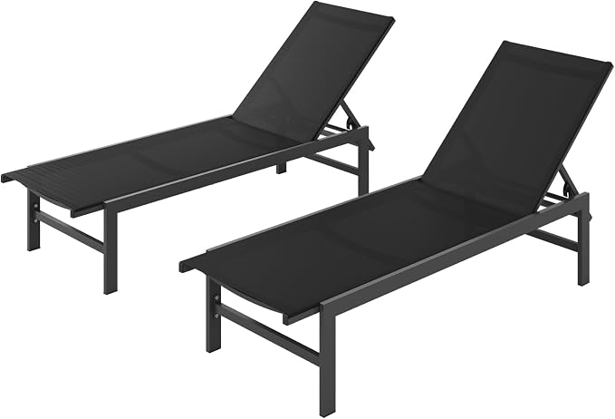 Vexwalx Outdoor Lounge Chairs Set of 2, Aluminum Patio Chaise Lounge Chairs by Vexwalx