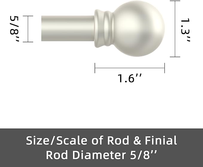 GXOACKJ Curtain Rods for windows 66-120 inch, 5/8 inch Decorative Nickel - Image 3